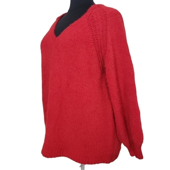 Ava & Viv Red Pullover V-Neck Long Sleeve Sweater - Picture 2 of 8